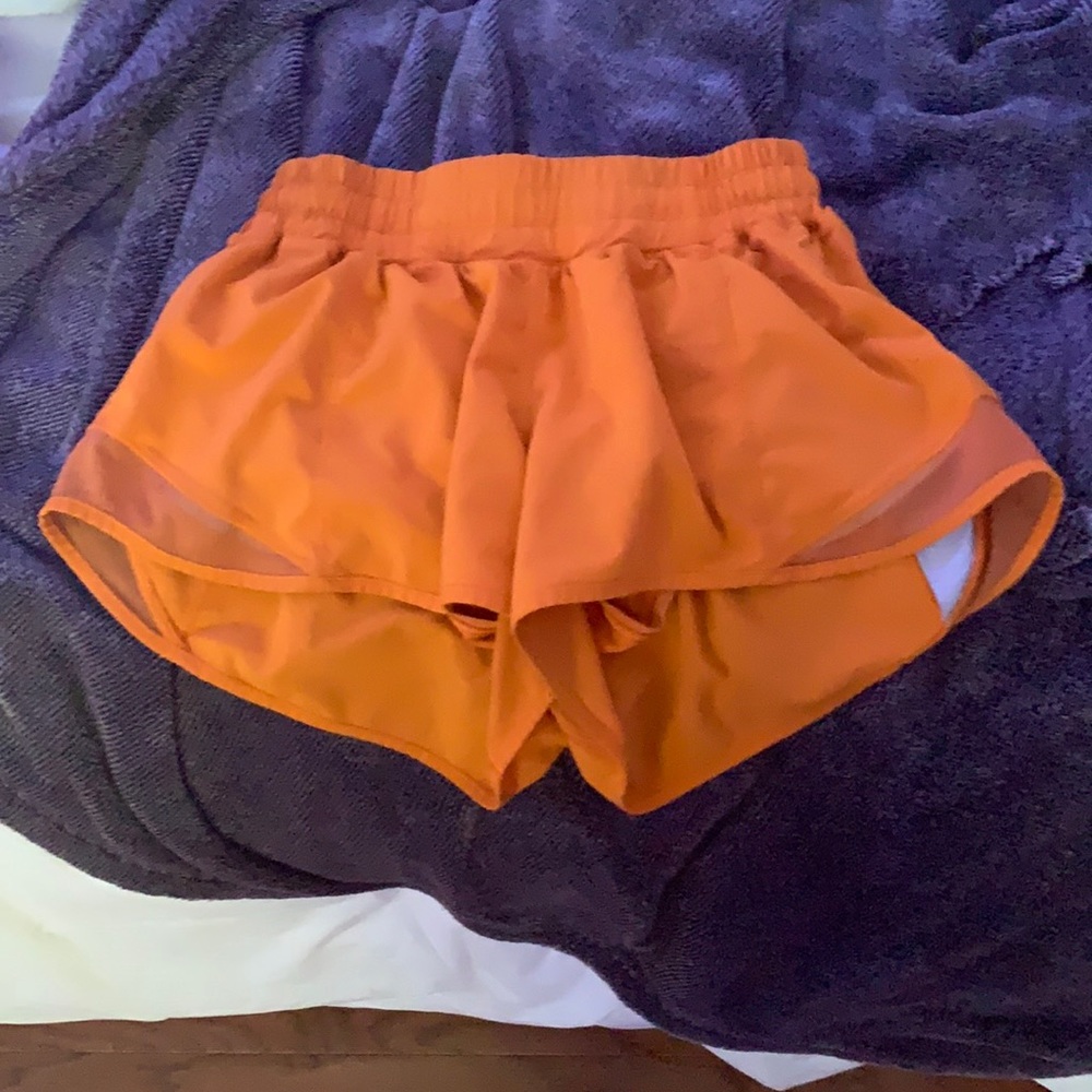 Lululemon orange hotty hot shorts